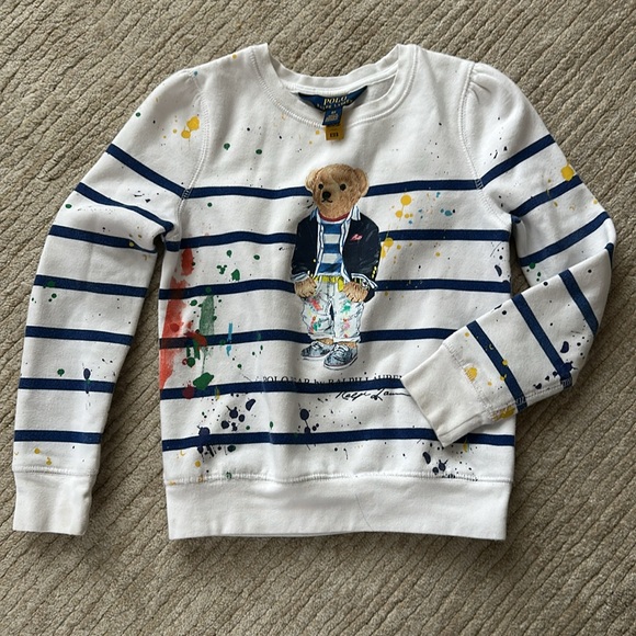 Ralph Lauren Other - Ralph Lauren Kids White Striped Bear Shirt